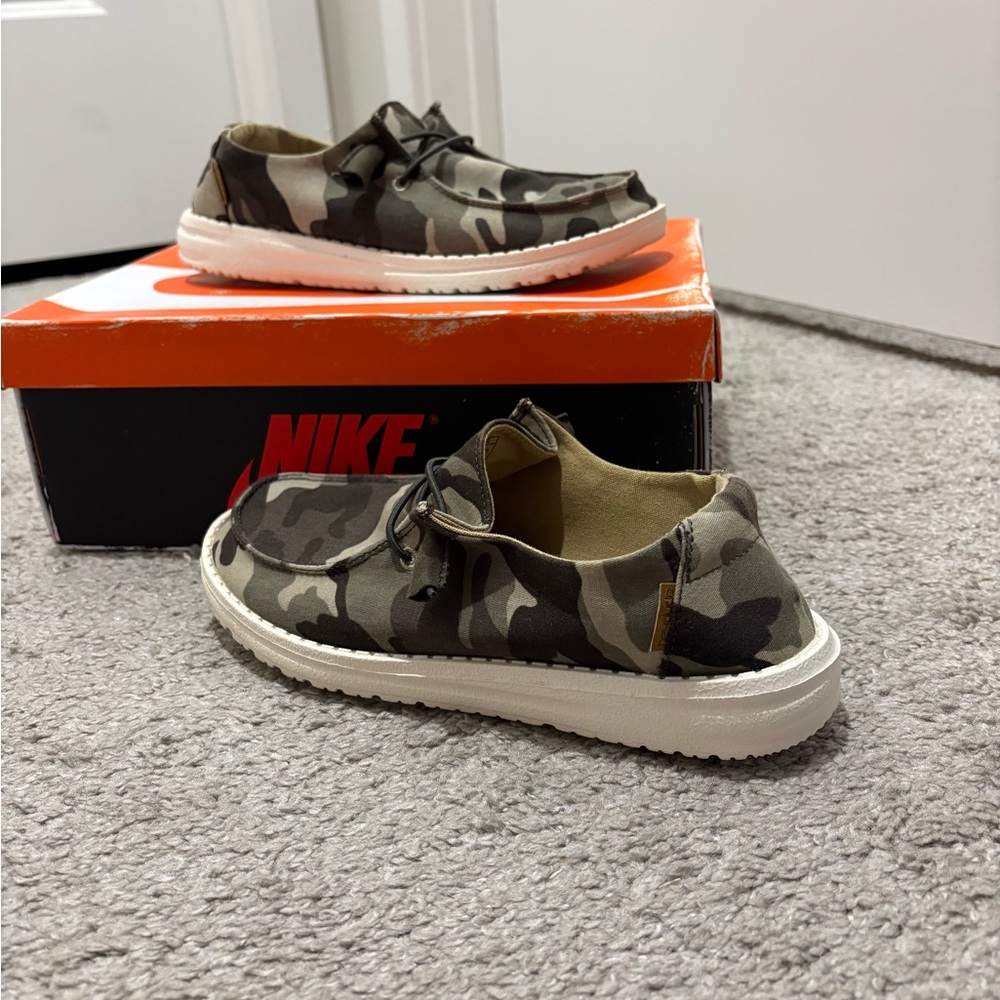 Hey Dude Camo Moccasins with White Soles